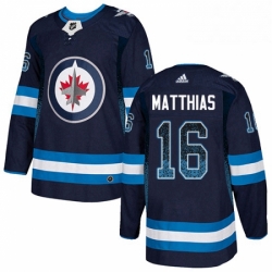 Mens Adidas Winnipeg Jets 16 Shawn Matthias Authentic Navy Blue Drift Fashion NHL Jersey 