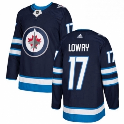 Mens Adidas Winnipeg Jets 17 Adam Lowry Authentic Navy Blue Home NHL Jersey 