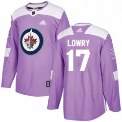 Mens Adidas Winnipeg Jets 17 Adam Lowry Authentic Purple Fights Cancer Practice NHL Jersey 