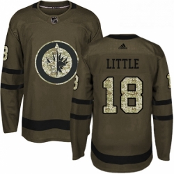 Mens Adidas Winnipeg Jets 18 Bryan Little Authentic Green Salute to Service NHL Jersey 
