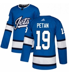 Mens Adidas Winnipeg Jets 19 Nic Petan Authentic Blue Alternate NHL Jersey 