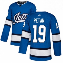 Mens Adidas Winnipeg Jets 19 Nic Petan Authentic Blue Alternate NHL Jersey 