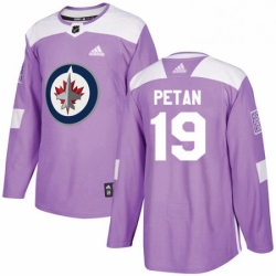 Mens Adidas Winnipeg Jets 19 Nic Petan Authentic Purple Fights Cancer Practice NHL Jersey 