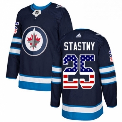 Mens Adidas Winnipeg Jets 25 Paul Stastny Authentic Navy Blue USA Flag Fashion NHL Jerse