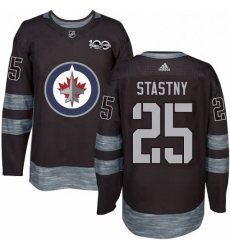 Mens Adidas Winnipeg Jets 25 Paul Stastny Premier Black 1917 2017 100th Anniversary NHL Jersey 