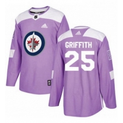 Mens Adidas Winnipeg Jets 25 Seth Griffith Authentic Purple Fights Cancer Practice NHL Jersey 