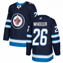 Mens Adidas Winnipeg Jets 26 Blake Wheeler Authentic Navy Blue Home NHL Jersey 