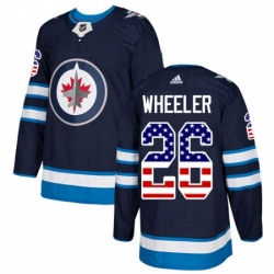 Mens Adidas Winnipeg Jets 26 Blake Wheeler Authentic Navy Blue USA Flag Fashion NHL Jersey 