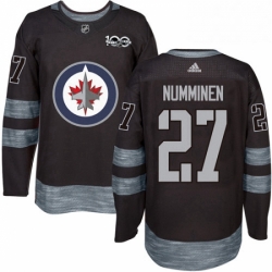 Mens Adidas Winnipeg Jets 27 Teppo Numminen Premier Black 1917 2017 100th Anniversary NHL Jersey 