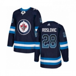 Mens Adidas Winnipeg Jets 28 Jack Roslovic Authentic Navy Blue Drift Fashion NHL Jersey 