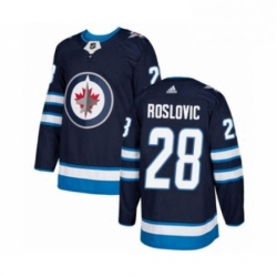 Mens Adidas Winnipeg Jets 28 Jack Roslovic Authentic Navy Blue Home NHL Jersey 