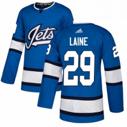Mens Adidas Winnipeg Jets 29 Patrik Laine Authentic Blue Alternate NHL Jersey 