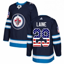 Mens Adidas Winnipeg Jets 29 Patrik Laine Authentic Navy Blue USA Flag Fashion NHL Jersey 