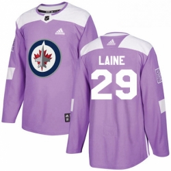 Mens Adidas Winnipeg Jets 29 Patrik Laine Authentic Purple Fights Cancer Practice NHL Jersey 