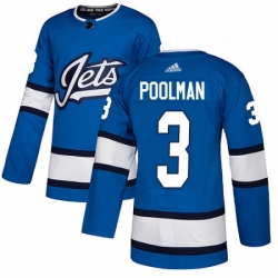Mens Adidas Winnipeg Jets 3 Tucker Poolman Authentic Blue Alternate NHL Jersey 