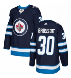 Mens Adidas Winnipeg Jets 30 Laurent Brossoit Premier Navy Blue Home NHL Jersey 