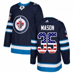 Mens Adidas Winnipeg Jets 35 Steve Mason Authentic Navy Blue USA Flag Fashion NHL Jersey 
