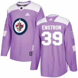 Mens Adidas Winnipeg Jets 39 Tobias Enstrom Authentic Purple Fights Cancer Practice NHL Jersey 