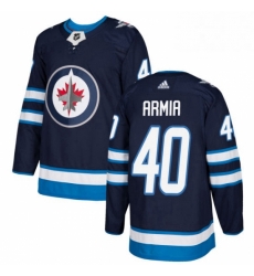 Mens Adidas Winnipeg Jets 40 Joel Armia Authentic Navy Blue Home NHL Jersey 
