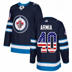 Mens Adidas Winnipeg Jets 40 Joel Armia Authentic Navy Blue USA Flag Fashion NHL Jersey 
