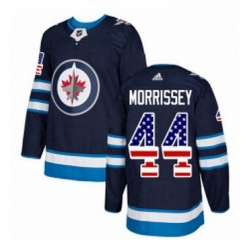 Mens Adidas Winnipeg Jets 44 Josh Morrissey Authentic Navy Blue USA Flag Fashion NHL Jersey 