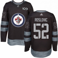 Mens Adidas Winnipeg Jets 52 Jack Roslovic Authentic Black 1917 2017 100th Anniversary NHL Jersey 