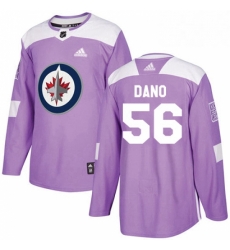 Mens Adidas Winnipeg Jets 56 Marko Dano Authentic Purple Fights Cancer Practice NHL Jersey 