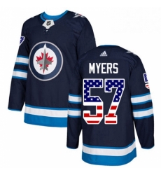 Mens Adidas Winnipeg Jets 57 Tyler Myers Authentic Navy Blue USA Flag Fashion NHL Jersey 