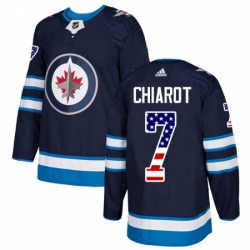 Mens Adidas Winnipeg Jets 7 Ben Chiarot Authentic Navy Blue USA Flag Fashion NHL Jersey 