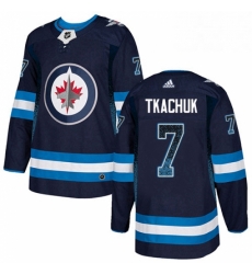 Mens Adidas Winnipeg Jets 7 Keith Tkachuk Authentic Navy Blue Drift Fashion NHL Jersey 