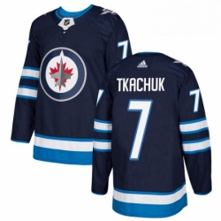 Mens Adidas Winnipeg Jets 7 Keith Tkachuk Authentic Navy Blue Home NHL Jersey 