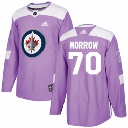 Mens Adidas Winnipeg Jets 70 Joe Morrow Authentic Purple Fights Cancer Practice NHL Jerse