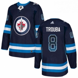Mens Adidas Winnipeg Jets 8 Jacob Trouba Authentic Navy Blue Drift Fashion NHL Jersey 