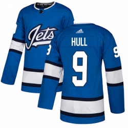 Mens Adidas Winnipeg Jets 9 Bobby Hull Authentic Blue Alternate NHL Jersey 