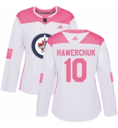 Womens Adidas Winnipeg Jets 10 Dale Hawerchuk Authentic WhitePink Fashion NHL Jersey 
