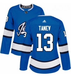 Womens Adidas Winnipeg Jets 13 Brandon Tanev Authentic Blue Alternate NHL Jersey 
