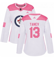 Womens Adidas Winnipeg Jets 13 Brandon Tanev Authentic WhitePink Fashion NHL Jersey 
