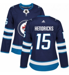 Womens Adidas Winnipeg Jets 15 Matt Hendricks Authentic Navy Blue Home NHL Jersey 