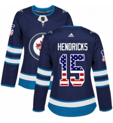 Womens Adidas Winnipeg Jets 15 Matt Hendricks Authentic Navy Blue USA Flag Fashion NHL Jersey 
