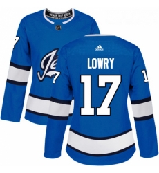 Womens Adidas Winnipeg Jets 17 Adam Lowry Authentic Blue Alternate NHL Jersey 