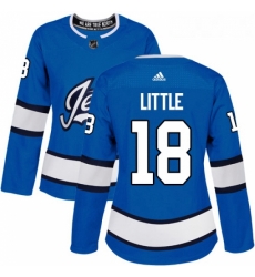 Womens Adidas Winnipeg Jets 18 Bryan Little Authentic Blue Alternate NHL Jersey 