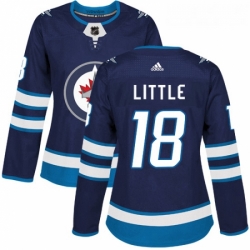 Womens Adidas Winnipeg Jets 18 Bryan Little Authentic Navy Blue Home NHL Jersey 