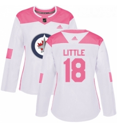 Womens Adidas Winnipeg Jets 18 Bryan Little Authentic WhitePink Fashion NHL Jersey 
