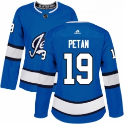Womens Adidas Winnipeg Jets 19 Nic Petan Authentic Blue Alternate NHL Jersey 
