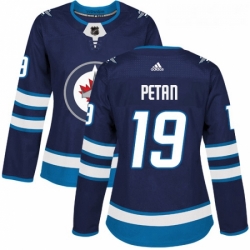 Womens Adidas Winnipeg Jets 19 Nic Petan Authentic Navy Blue Home NHL Jersey 