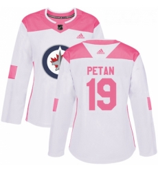 Womens Adidas Winnipeg Jets 19 Nic Petan Authentic WhitePink Fashion NHL Jersey 
