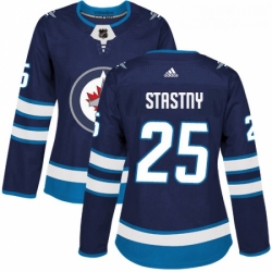 Womens Adidas Winnipeg Jets 25 Paul Stastny Authentic Navy Blue Home NHL Jerse