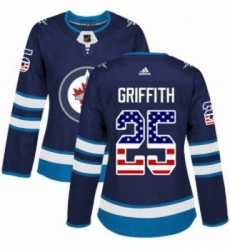 Womens Adidas Winnipeg Jets 25 Seth Griffith Authentic Navy Blue USA Flag Fashion NHL Jersey 