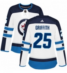 Womens Adidas Winnipeg Jets 25 Seth Griffith Authentic White Away NHL Jersey 