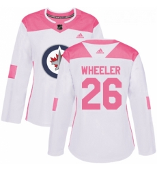 Womens Adidas Winnipeg Jets 26 Blake Wheeler Authentic WhitePink Fashion NHL Jersey 